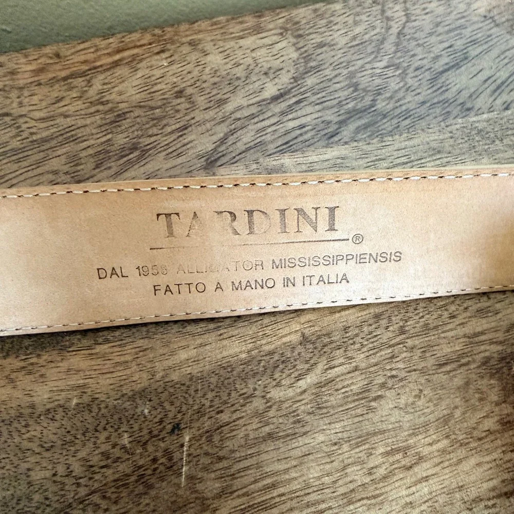 Tardini Genuine American Alligator Belt Womens Size 36 Honey Tan Exotic Leather